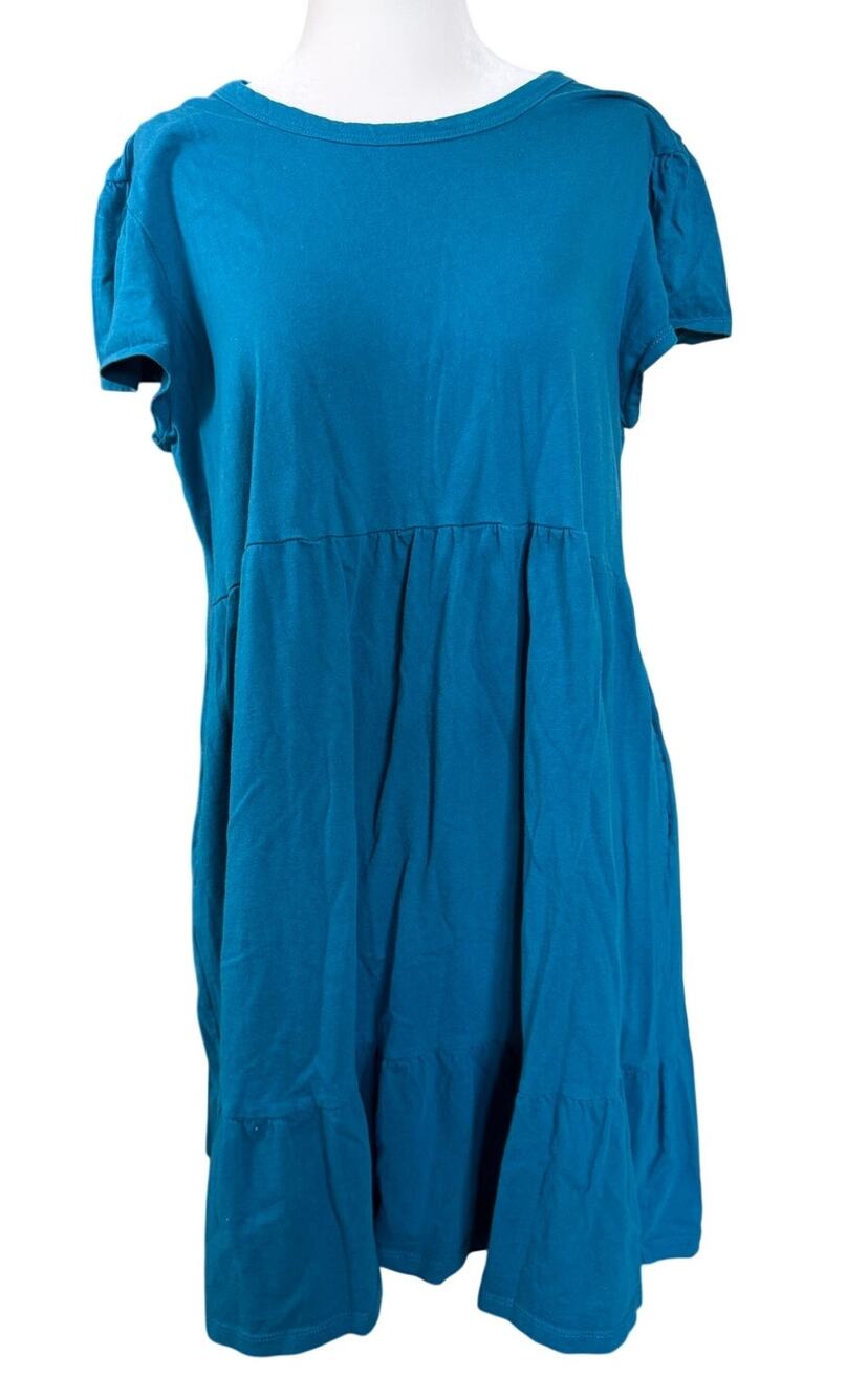 Time and Tru Teal T-Shirt Dress Women’s M Knee Length Pockets Casual